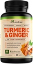 Nature's Base Turmeric and Ginger Supplement - με κουρκουμίνη, μηλίτη και εκχύλισμα μαύρου πιπεριού BioPerine - 95% Κουρκουμινοειδή - 60 κάψουλες