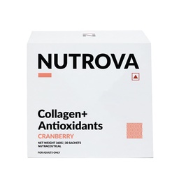 NUTROVA Collagen+Antioxidants Supplement - Marine Collagen Powder for Men & Women,Αυξάνει την ενυδάτωση του δέρματος,Μειώνει τη βλάβη του δέρματος,Υποστηρίζει Υγιεινό δέρμα,Κέρας & Καρφάκια,Βατόμουρο,1 καταμέτρηση,30
