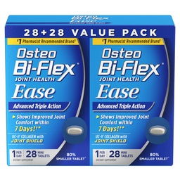 Osteo Bi-Flex Ease Mini Tablet Triple Action UC-II Collagen Supplement with Vitamin D, Improve Joint Function, Strength, Flexibility, Mobility 28 Mini Tabs, 2 Pack