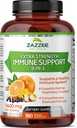 Zazzee Extra Strength 8- in- 1 Ανοσολογική Υποστήριξη, 1400 mg ανά καψάκιο, 180 Κάψουλες Vegan, 1000 mg Βιταμίνη C, 1000 IU D3, Ψευδάργυρος, Elderberry, Echinacea, Goldenseal, Turmeric, Astragalus, Made in The USA