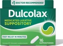 Dulcolax Stimulant Laxative Medicated Suppositories, Predictable & effective Constipation Relief, Bisacodyl 10 mg, 16