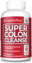 Health Plus Super Colon Cleanse 120 Ημέρα προσφοράς του Gentle Gut Cleanse Detox, Psyllium Husk, Probiotics για την ανακούφιση της δυσκοιλιότητας & Digestive Υποστήριξη, 480 κάψουλες
