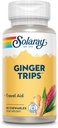 SOLARAY Ginger Trips Travel Aid | Root Extract | Sağlıklı Digestive Support w/Honey, Stevia & Molasses | 60 Chewables