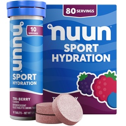 Nuun Sport Ηλεκτρολυτικά Δισκία με Μαγνήσιο, Ασβέστιο, Κάλιο, Χλωριούχο & Νάτριο, Χωρίς Γλουτένη & Vegan, Tri- Berry, 8 Συσκευασία (80 Σερβιέτες Σύνολο)