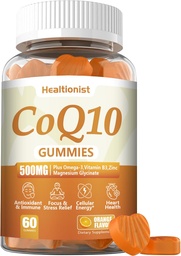 1 συσκευασία 500MG Coq10 Gummies - 3X Καλύτερη απορρόφηση, Συν Ωμέγα-3, Μαγνήσιο, Βιταμίνη Β3 & Ψευδάργυρος - Συνένζυμο Q10 Συμπληρώματα για την Υγεία της Καρδιάς, Κυτταρική Ενέργεια & Αντιοξειδωτικό, Vegan, 60 Μετρητές