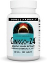 Source Naturals Ginkgo-24 - Ginkgo Biloba Extract Supports mental Acuity* - 40 mg, 120 Tablet