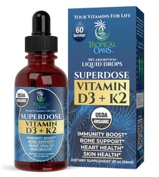 USDA Organic Liquid Vitamin D3 K2 Drops for Adults 