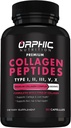 ORPHIC NUTRITION Collagen Peptides Κάψουλες για γυναίκες,1800mg Multi Collagen Pills Types I, II, III, V, X - Υποστηρίζει Digestive Health Διατήρηση ισχυρών αρθρώσεων, τενόντων, συνδέσμων και μυών* 90 Caps