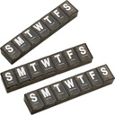 Haftalık Pill Organizer - (Pack of 3) Ekstra Büyük Vitamin Konteynerleri Kolay Mektupları Okumak için, Domuz Ücretsiz - Günlük Seyahat 7 Günlük İlaç Pill Box Örneği (Black)