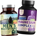 N1N Premium Magnezyum Kompleksi ve Erkeklerin Multivitaminleri, Enerjiyi Geliştirmek için Tüm Doğal Tamamlar, Immunity and Support Bone, Muscle and Nerve Function, 2 Pack Sche Sche Sche Sche