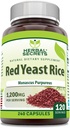 Herbal Sırları Red Yeast Rice 1200 Mg hizmet başına 240 Veggie Capsules Supplement | Non-GMO | Gluten Free | Made in USA