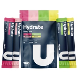 UCAN Hydrate Electrolyte Drink Mix (Variety Pack, 12 Stickpacks) Ζάχαρη χωρίς, Keto-Friendly, Vegan, Non-GMO, Gluten-Free Ηλεκτρολύτης Σκόνη με Κάλιο & Μαγνήσιο για Δρομείς & Αθλητές