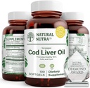 Doğal Nutra Norveçli Cod Liver Oil Supplement, Skin'i korumak için yardımcı olur, Vücut Yoğunluğu, Göz Sağlığı ve Sinir Fonksiyonları, Diş Sağlığı, Destekler Cardiovascular Health, 100 Softgels
