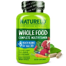 NATURELO Πολυβιταμίνη για Άνδρες 50+ - με Βιταμίνες, Ορυκτά, Βιολογικά Βότανα - Vegan Vegan Vegetarian - για Ενέργεια, Εγκέφαλο, Καρδιά και Υγεία των ματιών - 120 Κάψουλες