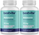 BESTVITE Melatonin 20 mg (240 Vejetaryen Capsules) (120 x 2) - Stearates - Vegan - GMO - Gluten Free