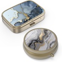 Pill Case Pill Box with Mirror Retro Small Pill Case for Purse or Pocket Bronz Pill Box or Vitamins, Fish Oil, Supplements, Pill Containe Travel Hediyeleri(2ücretli)