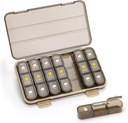Pill Organizer 3 Times A Day, Pill Box 7 Day - Acedada Weekly Travel Medicine Organizer Box, Büyük Pill konteyner Vitaminleri Vaka Pill Membran, Brown