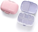 MEACOLIA 2 Pack 8 Karşılaştırmalı Seyahat Pill Organizer Box Moisture Kanıt Küçük Pill Case for Pocket Purse Daily Pill Sahibi Konteyner for Medicine Vitamin (Purple & Pink)