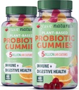 Yuve Vegan Probiotic Gummies, Προβιοτικά για γυναίκες & άνδρες, Ζάχαρη & Gluten-free Gummy Probiotics, Digestive & Immune Support, 5 Billion CFU, Βοηθά με δυσκοιλιότητα, Bloating & Leaky Gut - 60ct (2 Pack)
