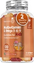 maxmedix Kids Multivitamin Gummies with Omega 3 6 9 - 120 Gummies (60 Servings) - Essential Kids Vitamin A, C, D & B12, Minerals & Nutrients - Natural Raspberry & Orange Flavor - Third-Party Tested