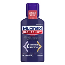 Mucinex Nightshift Sinus, Κρύο και γρίπη Βήχας Ιατρική για ενήλικες, Ισχυρή nighttime Sinus Medicine για την ανακούφιση του κόλπου, Sore Lroat Relief, βήχα Suppressant & Nasινικό αποσυμφορητικό για ενήλικες, 6 Fl Oz