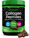 Orgain Hydrolyzed Collagen Peptides σκόνη για γυναίκες & άνδρες, σοκολάτα, 20g Grass Fed Collagen - μαλλιά, δέρμα, νυχιών, & από κοινού συμπλήρωμα υποστήριξης, Παλαιό & Κέτο, μη GMO, τύπου I και III, 1lb