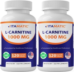Vitamatic L-καρνιτίνης Φουμαρικό 1000 mg - 120 κάψουλες λαχανικών (2 φιάλες)