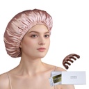 100% Mulberry Silk Bonnet για γυναίκες που κοιμούνται μακριά μαλλιά -διπλό στρώμα καπάκι ύπνου -Silk Sleep Bonnet με ελαστική Stay On Head (Pink, Large)