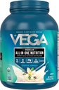 Vega Organik All-in-One Vegan Protein Toz Fransız Vanilla (43 Hizmet) Superfood Malzemeler, Immunity Support, Keto Friendly, Pea Protein for Women & Men, 3.10lbs (Pack of 6)