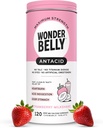 Wonderbelly Antacid, Etkili Kalpburn ve Anında Asit İndigestasyon Yardımı, Ekstra Kuvvetli Tabletler, 1000 mguba Karbonat, No Talc veya Dye, Strawberry Milkshake, 120 Kont