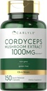 Carlyle Cordyceps Mushroom Capsules 1000 mg | 150 Kont | CS-4 Strain Mushroom Extract | Non-GMO ve Gluten Free