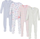 Gerber Girls Baby-girls 4-pack Footed Pajamas