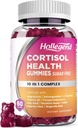 Cortisol Συμπληρώματα για γυναίκες άνδρες, Cortisol Gummies με Ashwagandha, Μαγνήσιο, L-Θεανίνη, Phosphatidylserine, B6 για Cortisol Detox, Relaxation, Sleep, Focus, Sugar-Free, Vegan, 60
