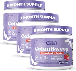 ColonSweep - Φράουλα αρωματισμένο Probiotic Psyllium Σκόνη σκόνης Colon Cleanser, 7,8 oz. Συμπλήρωμα ινών Υποστήριξη για την Υγεία των Ούρων - Καθαρίστε για το Μπλόφασμα Ανακούφιση & Detox- 30 Υπηρεσίες (Pack of 3)