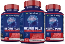 Neuro Plus Brain & Focus Formula - Brain Booster συμπλήρωμα, Υποστηρίζει τη διανοητική σαφήνεια & εστίαση - Ενισχύει τη συγκέντρωση & ψυχική ενέργεια – 120 κάψουλες (3 Pack)