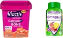 Viactiv Μάσημα ασβεστίου & Vitafusion Omega-3 Gummy Βιταμίνες Bundle - 60 Μάσα ασβεστίου για την υγεία των οστών + 120 Ω-3 Gummies για την υγεία της καρδιάς