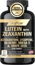 Lutein ve Zeaxanthin Supplements - Astaxanthin, Omega 3, Resveratrol, Bilberry, Lycopene, Quercetin, Ginkgo Biloba, D | Health Vision | Made in USA