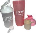 Shaker Şişe [2 paket] Protein Shakes, pre-workout ve post-workout için. Bir 24 Kasım / 14 on. Assorted renkler. (Pink/Clear)