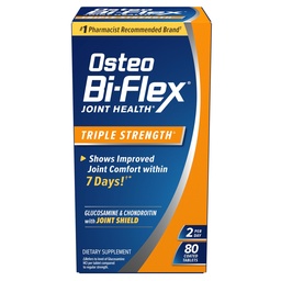 Osteo Bi- Flex Τριπλή Δύναμη, Γλυκοσαμίνη Χονδροϊτίνη με Βιταμίνη C Κοινή Συμπλήρωμα Υγείας, Επικαλυμμένα δισκία, 80 Count