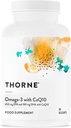 THORNE - Ωμέγα-3 με CoQ10 - Ωμέγα-3 λιπαρά οξέα συμπλήρωμα με CoQ10 - EPA και DHA - 90 Gelcaps