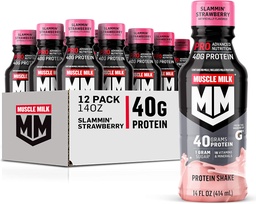 Μυϊκό γάλα Pro Σειρά πρωτεΐνης Shake, Slammin' Φράουλα, 40g πρωτεΐνη, 14 Fl Oz, 12 Pack