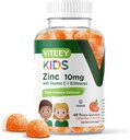Viteey Zinc for Kids Gummies 10mg, με βιταμίνη C & Echinacea - Ανοσολογική Υποστήριξη, Ισχυρό Φυσικό Αντιοξειδωτικό, Παιδικό Συμπλήρωμα Βιταμίνης Ψευδάργυρου - Vegan, Ζελατίνη Δωρεάν - Νόστιμο Μασώμενα Gummy Πορτοκαλί Γεύση