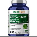 NusaPure Ginkgo Biloba 50:1 Ekstraksiyon, 250 mg Veggie Caps 200 Capsules (Vegetarian, Non-GMO, Vegan) Bioperine