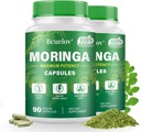 Moringa Capsules 2 Şişeler | 800 mg Pure Moringa Toz Capsules – Supports Energy, Immune Support, Gut Health, Green Superfood Contains Vitamins & Amino Asits