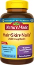 Nature Made Hair Skin and Nails with Biotin 2500 mcg, Dietary Supplement For Health Hair Skin and Nails Support, 120 Softgels, 120 Day Supply Supply