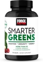 FORCE FACTOR Smarter Greens Tablets, Πράσινο συμπλήρωμα με 25+ Superfoods και Αντιοξειδωτικά για τη βελτίωση της πέψης, τη μείωση του στρες, την ενίσχυση της ανοσίας, και τον μεταβολισμό υποστήριξης, 90 δισκία