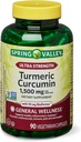 Ανοιξιάτικη Υγεία 2 Set- Spring Valley Ultra-strength Turmeric Curcumin 1.500mg 90 Κάψουλες + Οδηγός βιταμίνης σας, 1.0 Count
