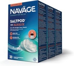 Navage SaltPod w/ Alkalol (3 30-Packs) - Αποκλειστικά Σχεδιασμένο για Navage Nasal Rinse - Sinus Rinse Alkalol Pods for Fast Relief (90 SaltPod Refills)