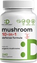 Organic 10-in-1 Mushroom Supplement, 240 Κάψουλες – Lions Mane, Turkey Tail, Reishi, Cordyceps & More Mushroom Complex – Immune, Energy & Nootropic Brain Support – Μη ΓΤΟ