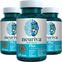 NEURIVA Plus Συμπλήρωμα εγκεφάλου για μνήμη, εστίαση & συγκέντρωση + Γνωστική λειτουργία με κλινικά ελεγμένο Nootropics Phosphatidylserine και νευροπαράγοντας, VIT B6 & B12, 30 κάψουλες κόμη (3 Pack)